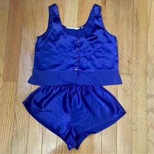 Vintage Victoria's Secret Blue Lounge/ Pajama Set with Tank Top and Shorts